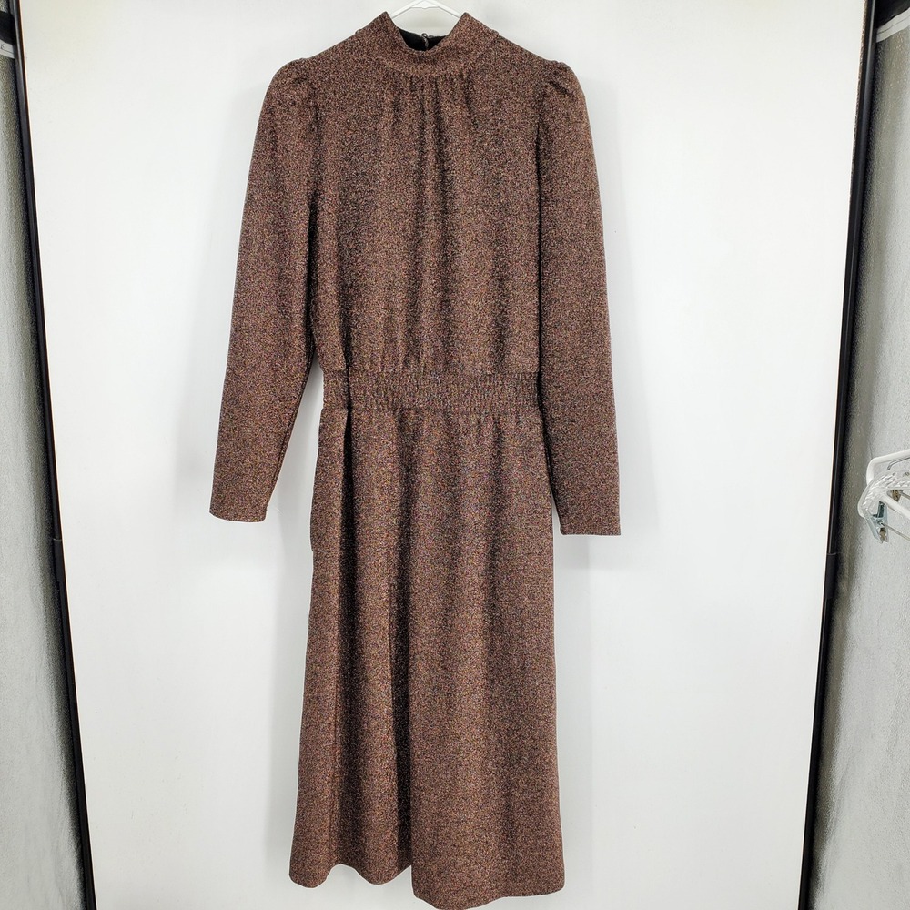 Ryegrass Mock Neck Metallic Shimmer Glitter Holiday Party‎ Festive Midi Dress XL